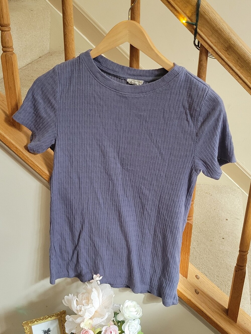 Pilcro Blue Ribbed Tee - Picture 2 of 5